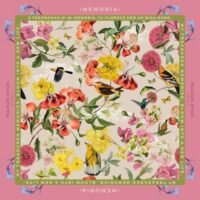 MEMORIA HARDIN IVORY AND PINK SILK SCARF