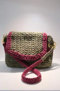 Combat Green & Maroon Crocheted Handbag