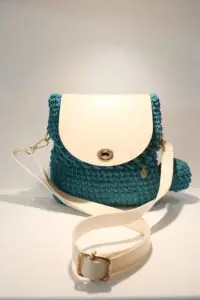 Teal & White Crocheted Handbag