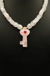 Rose Quartz Key Necklace (MK NL-26)