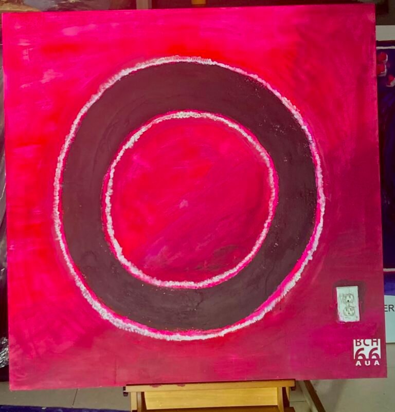 PLUGGED IN MAGENTA CIRCLE  by Ellsworth Henriquez, original art from Aruba