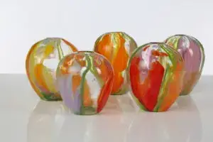 Swirling tulip petals bulbvase  Red/orange/pink/green