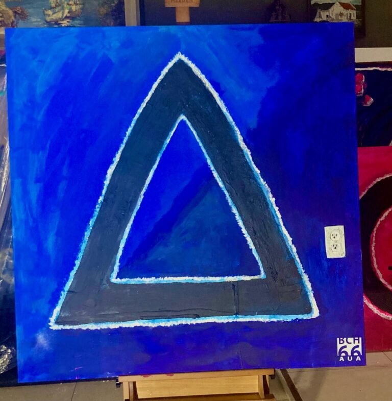 Plugged In Blue Tiangle by Ellsworth Henriquez – ArtisA Aruba