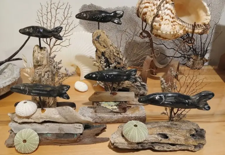 Clay Fish on Driftwood by Lejo, original art from Aruba