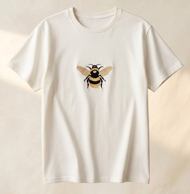 Flow Tshirt White Bee by Flow De Medellin, original art from Aruba
