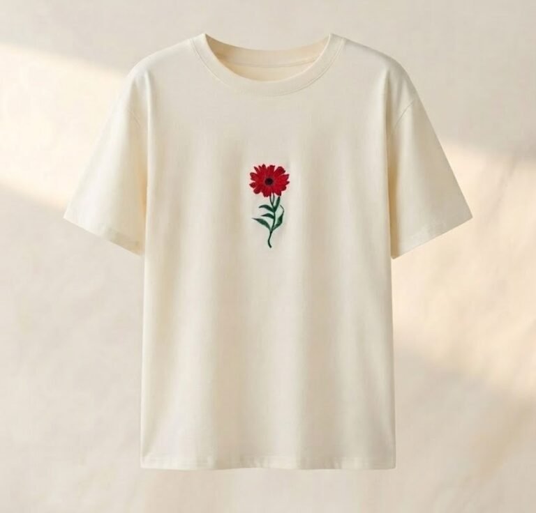 Flow Tshirt White Flower by Flow De Medellin, original art from Aruba