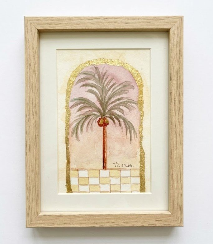 Palm and Gold by Vivian Damke, original art from Aruba