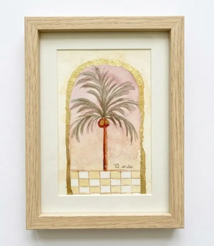 Palm and Gold by Vivian Damke, original art from Aruba